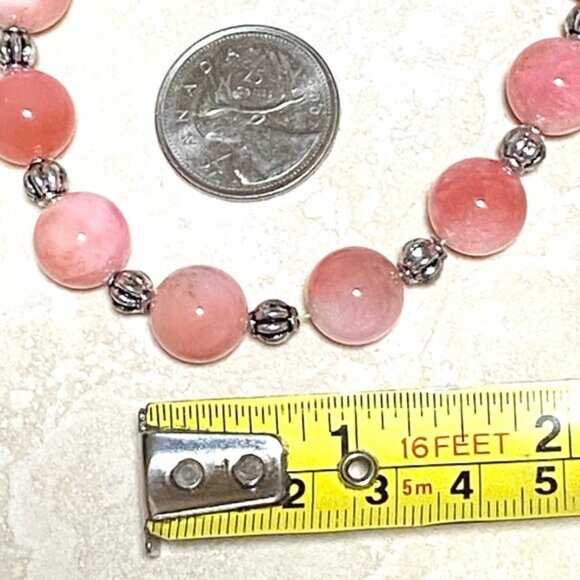 Beaded Dyed Pink Agate & White Freshwater Pearl Adjustable Choker - Picture 12 of 14
